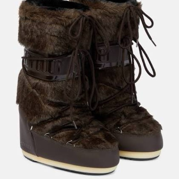 NWT Moon Boot Women's Dark Brown Fur Winter Boots US 7-8.5 / EU 39-41 - Picture 2 of 13